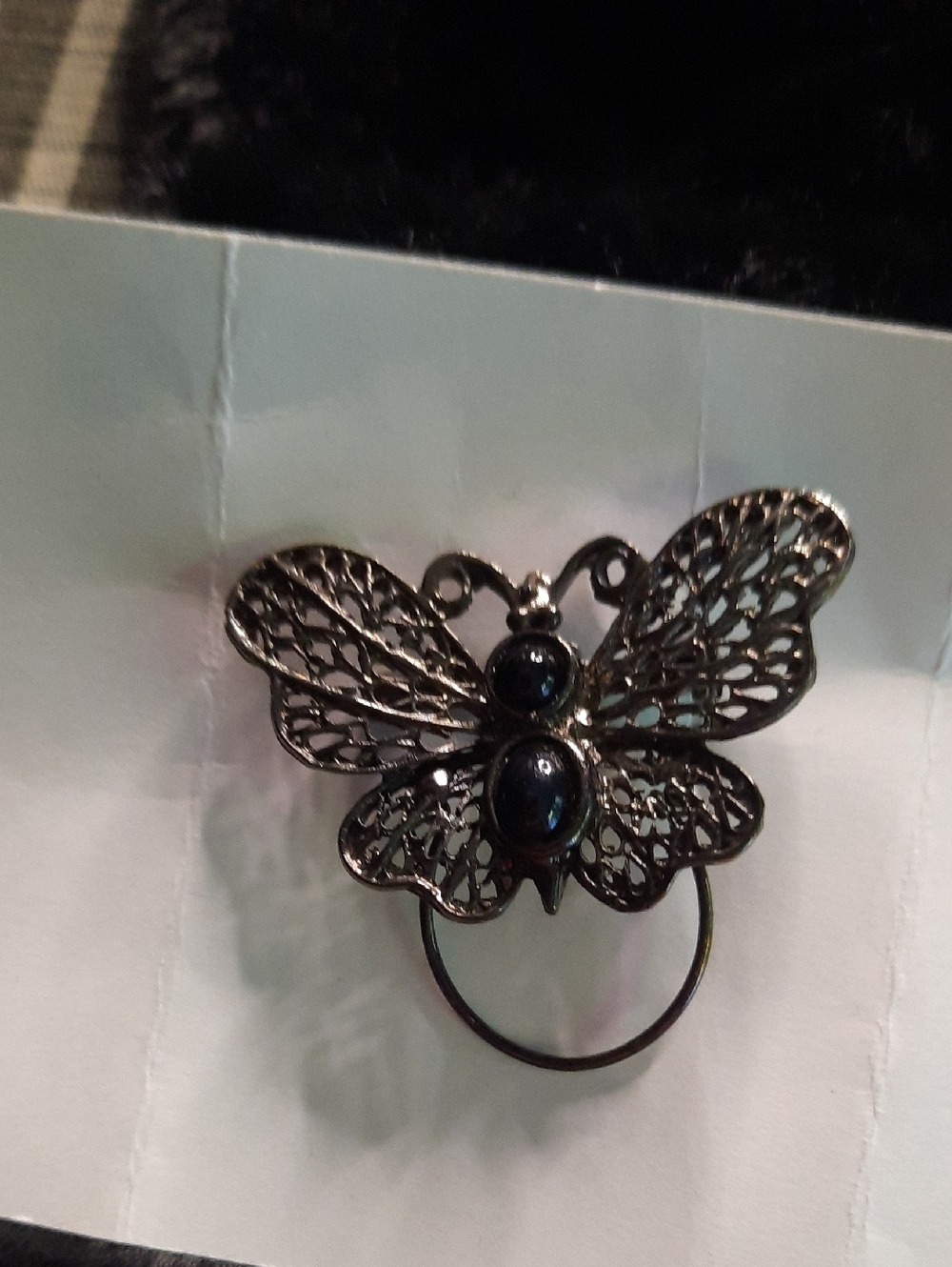 Filigree Butterfly Brooch with Charm Holder